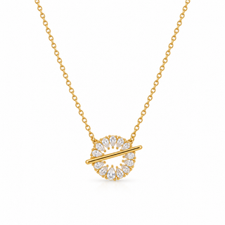 Dainty Gold Teardrop Crystal Circle Pendant Necklace 18k Gold